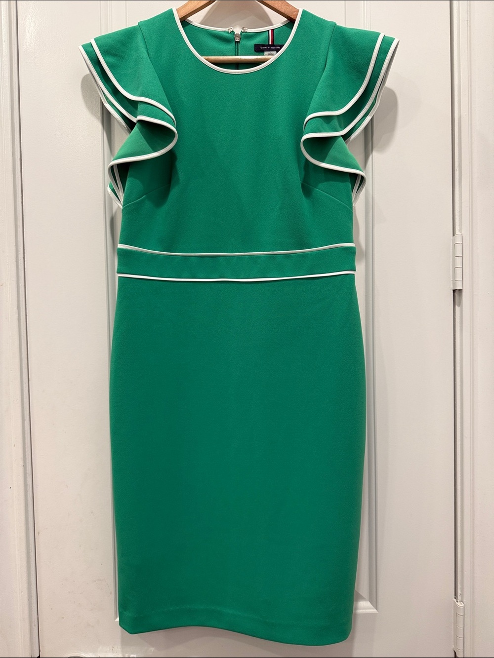 Tommy Hilfiger Green Midi Dress with White Trim